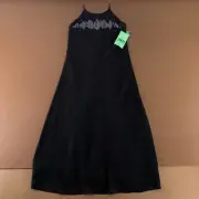 R & M Richards Women's Size 8 Petite Black Sleeveless Beaded A Line Dress NWT