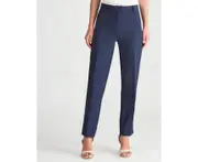 Liz Jordan - Womens Pants - Blue Summer Slim Leg - Elastane - Fashion Trousers - Navy Blazer - Mid Waist - Smart Casual - Work Clothes - Office Wear - Blue