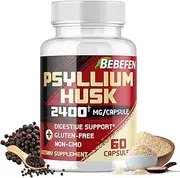 BEBEFEN Psyllium Husk Capsules 2400mg with Black Pepper - 2 Month Supply - Daily Soluble Fiber for Gut Health - Non-GMO and Gluten-Free Formula