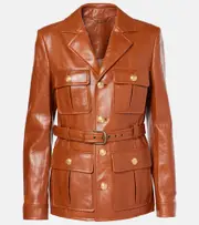[Chloe] Chloé Belted leather jacket AU 16 brown