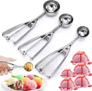 Cookie Scoop, Ice Cream Scooper Set with Trigger, Small, Medium and Large Stainl