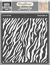 CrafTreat Zebra Print Stencils for Painting on Canvas, Wall Art, Home Decor, Scrapbooking and Journal Notebook - Zebra Skin - 6X6 - Reuseable Animal Skin Stencils for Wall Decor & Cake Decorating