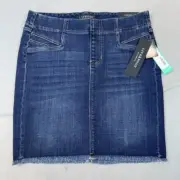 Liverpool Jeans Skirt 6 , 28 Cat Eye Pull On Dark Wash Denim raw hem NEW