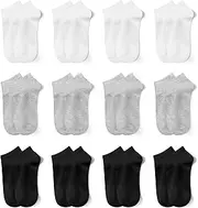 [Desanlapi] 12 Pairs of Trainer Socks, Women's Sports Socks, Men's Cotton Trainer Socks, Unisex Short Socks, Running Socks in Black, White, Grey, Black x 4 white x 4 grey x 4, 8-10 US