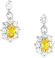 [JewelryWeb] 925 Sterling Silver Plated November Yellow 3x5mm CZ Flower Screw Back Earrings 16x8mm Stud Earring for Women