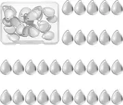 uxcell Fishing Lure Blades, 40 Pack 0.6" x 0.4" Fishing Spinner Baits Willowleaf Lure Spinner Lure Making Part with Plastic Storage Box for Bait Fishing Accessories, Silver Tone