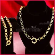 9K GOLD GF SOLID LADIES BELCHER CHAIN RING LINK CHARM NECKLACE BRACELET SET GIFT
