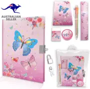 Kids Diary with Lock, Butterfly Journal and Pen Set for Girls Includes