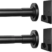 Matte Black Shower Curtain Rod,1 Inch Diameter Stainless Steel Adjustable Spring Tension Rods 32 to 80",with Holders,Anti-Slip,No Drilling
