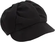 [Healeved] Stylish Women Octagonal Beret Hat Soft Material for Fall Spring Accessory to Enhance Facial Features and Showcase Your Fashion Sense Black