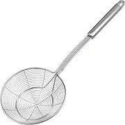 Stainless Steel Skimmer Strainer Wire Skimmer with Spiral Mesh Professional Grade Handle Skimmer Spoon Ladle for Pasta Chips