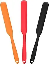 3 Pieces Small Silicone Spatula, Narrow Silicone Spatula, Baking Spatula, Heat Resistant Spatula, Non-Stick Rubber Scraper, for Christmas Cooking, Mixing, Butter Scraper (Red, Black, Orange)