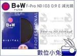 數位小兔【B+W F-PRO ND103 0.9 E 減光鏡 72MM】捷新 ND8 減三格 公司貨