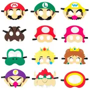 12PC Cartoon Mario Felt Costume Masks Party Supplies Favors Decoration Gift