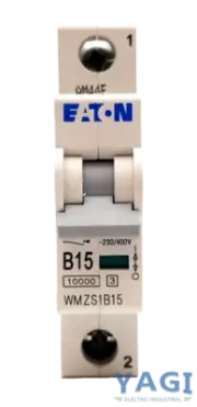 Eaton WMZS1B15 Breaker 15A 277V 1P 1PH 10kA Type B DIN Rail Trip Indicator Stand