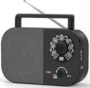 Portable Radio AM FM SW with Best Reception, Transistor Radio with Battery Operated or AC Power Adapter, 5W Big Speaker, Large Tuning Knob, Clear Dial, Earphone Jack for Gift