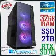 Gaming PC Intel Core i7 GeForce RTX 3070Ti Computer 32GB RAM SSD 2TB HDD Desktop