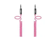 Belkin 1.8m Male Coiled Aux Auxiliary Cable Stereo Audio Lead 3.5mm Cord - Pink