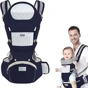 Huifen Multi-Functional 9 in 1 Baby Carrier - Newborn to Toddler, 7-45 lbs, Ergonomic Sling Carrier with Hip Seat for All Seasons, Hands Free Backpack Carrier