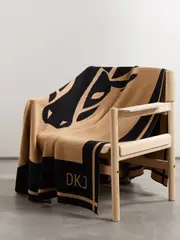 [Diane Kordas] Diane Kordas - Bull Reversible Jacquard-knit Merino Wool Throw - Camel - One size One size Brown