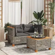 Garden Sofa Corner with Cushions Single Modular Sofa Couch Poly Rattan vidaXL