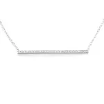 Silver Cz Fine Bar Necklace in Clear