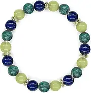 { Georgiadis } - Beautiful Bracelet, Blue 8mm Lapis Lazuli, Natural Marble, Light Green Jade Gemstones with 18k Gold-Plating, Crystal Healing Stones, Self-Confidence, Balancing Energy, Prosperity, Abundance, Good Fortune For Men, Women, Gift.