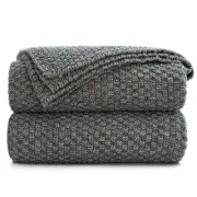 Longhui bedding Grey Knitted Throw Blanket for Couch, Soft, Cozy Machine Wash...
