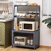 Bakers Rack with Storage, 4-Tier Kitchen Storage Cabinets Microwave Stand Sideboard Bamboo Kitchen Storage Cabinets for Kitchen, Living Room, Dining Room