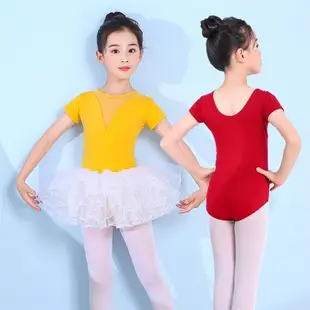 舞蹈服兒童女少兒體操服形體服開檔夏季中國舞練功服短袖芭蕾體服