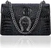[Aiqudou] Quilted Crossbody Shoulder Bag for Women - Small Square Denim Handbag with Chain Leather Strap Fashion Casual Messenger Purse