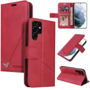 Slim Folio PU Leather Magnetic Wallet Case For Samsung Galaxy S20 S21 S22 Ultra