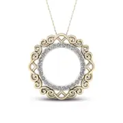 0.2 CT. T.W. Natural Diamond Circle Filigree Pendant in 10K Yellow Gold