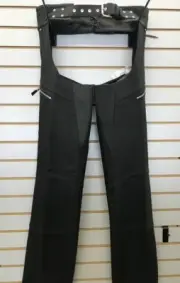 Z1R Marauder Premium Leather Mens Chaps Belt & Zippers w/Pockets (Medium 34-38)