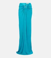 [Christopher Esber] Christopher Esber Embellished draped jersey maxi skirt AU 8 blue