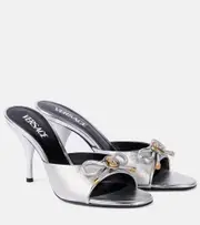 [Versace] Versace Opera Bow 85 metallic leather mules AU 7 silver