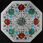 Natural Stone Inlay Work Coffee Table Top Octagon White Marble Bed Side Table