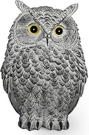 YANFLERENT Realistic Owl Statue for Indoor & Outdoor Decoration, Effective Birds Deterrent for Garden, Patio, Yard, and Home Decor, Suitable Spring Decor (Grey)