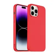 For Apple iPhone 14 Pro Max Silicone Silky Soft Case with Microfiber TPU Ultra Slim Anti Scratch Shockproof Cover (Red)