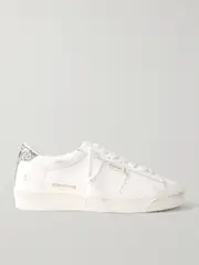 [Golden Goose] Golden Goose - Matchstar Distressed Glittered Leather Sneakers - White - IT42 IT 42 White