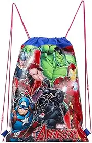 Marvel Avengers Pull String Bag Childrens P.E Gym Shoe Swimming Kit Drawstring Bag For Kids, Blue, One Size