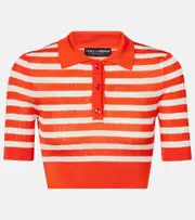 [Dolce & Gabbana] Dolce & Gabbana Striped polo shirt AU 12 red