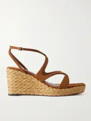 [Jimmy Choo] Jimmy Choo - Ayla 85 Suede Platform Espadrilles - Tan - IT39.5 IT 39.5 Brown
