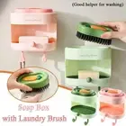 Free Punching Soap Shelf with Laundry Brush Soap Dish Bathroom Accessories