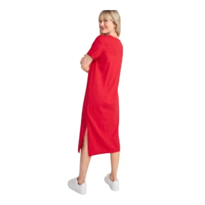 Old Navy Robbie Red Short-Sleeve Henley T-Shirt Midi Shift Dress, Women's Size M