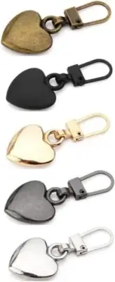 Heart-Shaped Zipper Pulls Kit 5 Pieces Metal Pulls with Carabiner Clips for B...