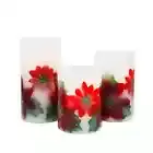 NEW Manor Lane Set of 3 Flameless LED Christmas Poinsettias Candles Timer NIB