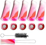 5pcs Reusable Extra Large Silicone Filters, Suitable for Pre Rolled Vertebral Body Color Flat Mouth Filter Adapter, with Cleaning Brush (Pink/White/Red)