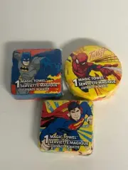 Lot of 3 SuperHero Magic Towels - Batman / Superman / Spiderman NEW