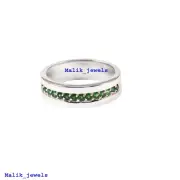 Tsavorite Natural Gemstones with 925 Sterling Silver Band For Men's #2323